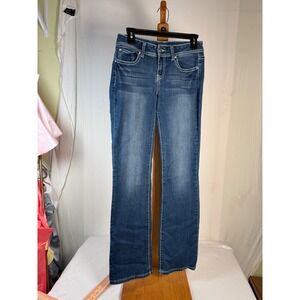 Apt 9 Women Bootcut Jeans Medium Wash Rhinestone Embellished Pockets Size 8